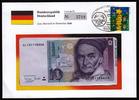 Deutschland 3x 10 DM C.F.Gauß als DREIER-Streifen in 'Banknotenbrief' zum Abschied der DM -