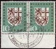 Bundesrepublik 10 Pfg. 249 I - Saarland Eingliederung, Unterrandpaar mit Plattenfehler I -