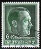 Deutsches Reich 6+19 Pfg. Hitlerportrait zum Reichsparteitag mit waagrechter Gummiriffelung -