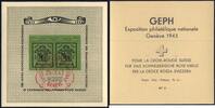 3 Fr. 1943 Schweiz  Genfer Briefmarkenausstellung   Block mit rotem Sonderstempel gestempelt