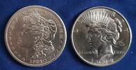 USA 2x 1 Dollar Letzter 'Morgan-Dollar' und neuer 'Peace-Dollar' im Set -