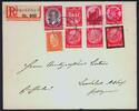 Deutsches Reich 8x 12 Pfg acht versch. 12 Pf.-Werte auf R-Brief -