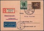 Deutsches Reich 42 Pfg. 671 Braunes Band 1938 auf R-Karte per Luftpost -
