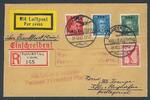 Deutsches Reich 15-25 Pfg. 407-9 'I.A.A.-Aufdruck'' kompletter Satz auf R-LuftpostBrief -