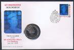 Insel Man 1 Crown / 5 £ Isle of Man - Numis-Ersttagsbrief mit Hologramm-Marke von Queen Elizabeth II. -