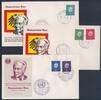 Bundesrepublik Deutschland 7-70 Pf. 302-06 'Heuss III Medaillon' auf 3 Ersttagsbriefen -