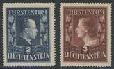 Liechtenstein 2-3 Fr. Fürstenpaar in seltener enger Zähnung -