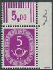 Bundesrepublik Deutschland 5 Pfg. 125 OR I + DZ Posthorn mit Druckerzeichen 1 und seltener OR-Variante -