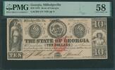USA Confederate States 10 Dollars CSA Georgia, Milledgeville - PMG zertifiziert -
