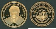 Liberia 50 Dollar 2002 Gedenkmünze auf den U.S.-Präsidenten Franklin D. Roosevelt PP gekapselt mit Zert.