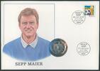 Deutschland 10 DM großformatiger Numisbrief auf den 50. Geb. 'Sepp Maier' mit Originalautogramm! -