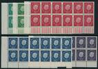 12x 7-70 Pfg. 1959 Bundesrepublik Deutschland 302-06  Heuss Medaillon  als 12er-Block aus Bogenecke ** postfrisch