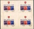 4x 2 sFr 1936 Schweiz  Bundesfeier-Block  im seltenen Vierer-Großbogen in Luxusqualität! gestempelt