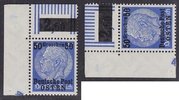 Deutsches Reich Besetzte Gebiete 50 Gr. auf 25 Pfg. Generalgouvernement, Eckrand/Bogenecke mit Druckerzeichen 4 -