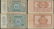USA 10 Ct. + 1 Dollar Military Payment Certificate Serie 472 2 Scheine stärker gebraucht -