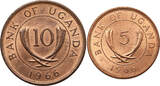 Uganda set 5 & 10 Cents 1966 fast St