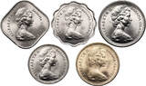 Bahamas 1 Cent, 5, 10, 15, 25 Cents 1966 Set 5 pcs. vz-st