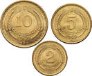 Chile, Republic 2, 5, 10 Centavos 1969 3 pcs. fast St
