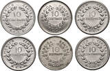 Costa Rica 6 x 10 Centimos 1953-1982 vz-st