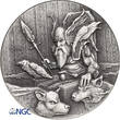 Niue 2 Dollars Odin, Vikings Gods NGC MS 69