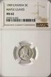 Canada 5 Cents 1909 Round Leaves NGC MS 62