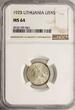 Lithuania 1 Litas 1925 Mare Variety NGC MS 64