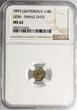 Guatemala 1/4 Real 1893 NGC MS 62