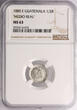 Guatemala 1/2 Real (Medio Real) 1880 E NGC MS 63