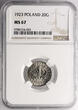 Poland 20 Groszy 1923 PCGS MS 67
