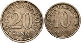 Estonia, Republic 1918-1941 10, 20 Senti 1931, 1935 Sehr Schön