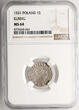Poland, Zygmunt I Szelag (Schilling) 1531 Elblag (Elbing) mint NGC MS 64