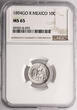 Mexico, Second Republic 10 Centavos 1894 Go R Top Pop!!! NGC MS 65
