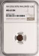 Maldive Islands 1/2 Larin (Kuda) AH 1292 / 1875 AD Muhammad Imad al-Din IV NGC MS 63 BN