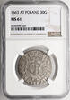 Poland, Jan Kazimierz Tymf (1 Zloty) 1663 AT Krakow mint NGC MS 61