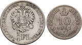 Austria , Franz Joseph I, 1/4 Florin, 10 Kreuzer 1861 V fast Sehr schön / schön
