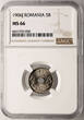 Romania, Carol 5 Bani 1906 J NGC MS 66