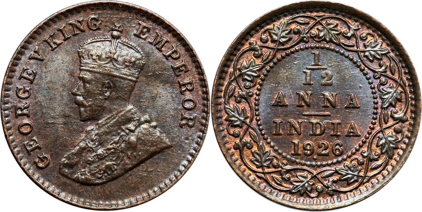 India British 1/12 Anna 1926 (b) George V St | MA-Shops