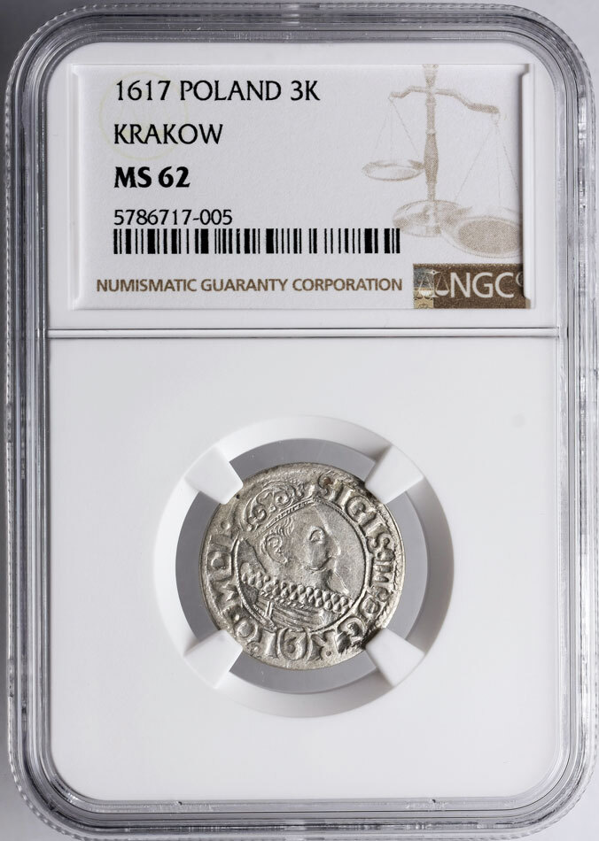 Poland 3 Kreuzer 1617 Zygmunt III Waza 1587-1632 NGC MS 63 | MA-Shops