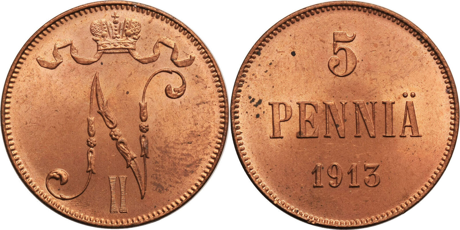 Finland (Russian occupation) 5 Pennia 1913 Nicholas II St | MA-Shops