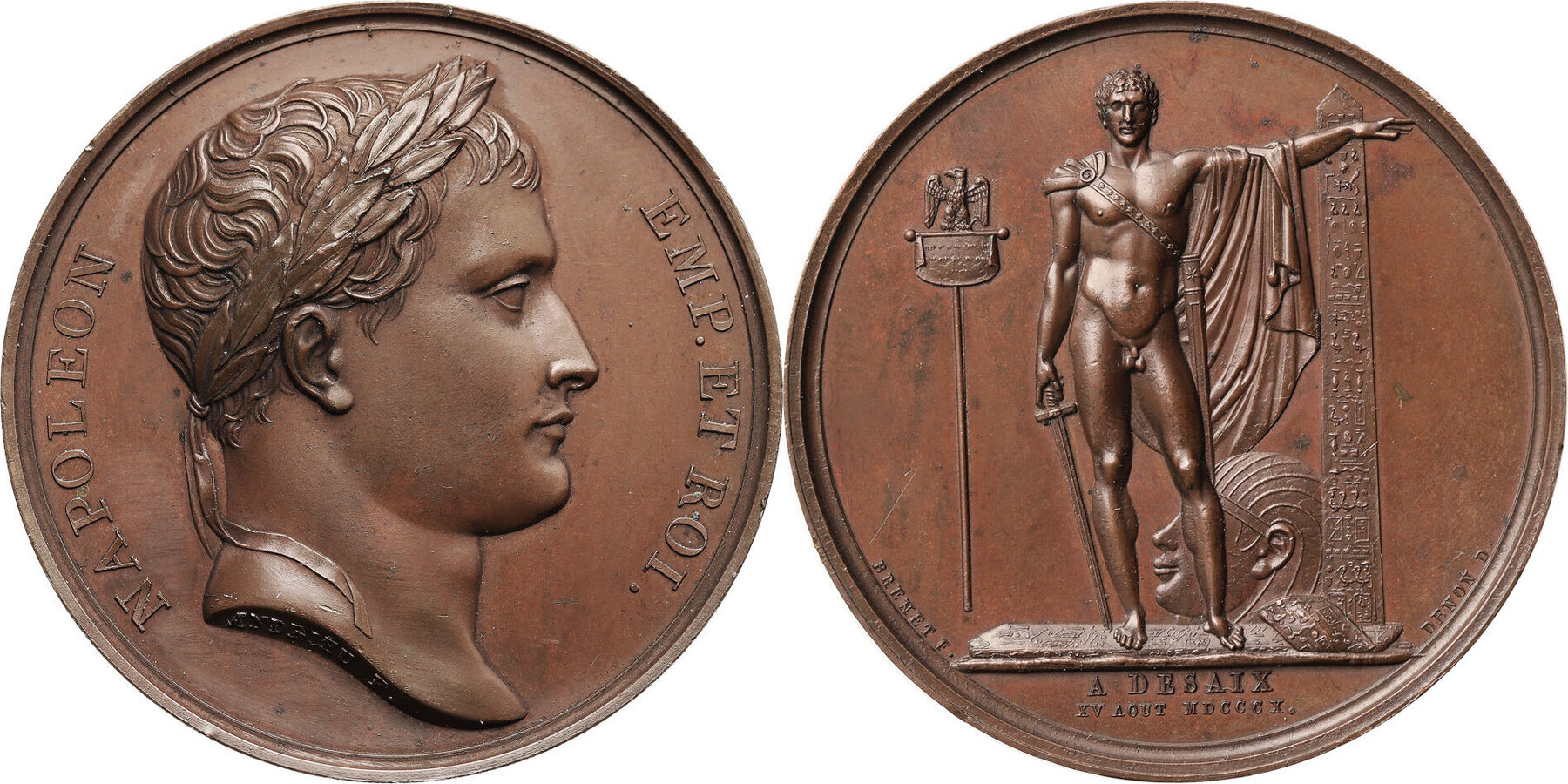 France. Napoleon I Br medal 1810 Desaix monument on the Place de ...