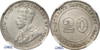 Straits Settlements 20 Cents British Colony - George V -