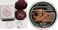 Singapore Silver Piedfort, 10 Dollars Year of the Dragon -