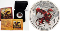 Tuvalu 1 Dollar Dragons of Legend - Red Welsh Dragon -