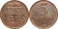 Latvia, First Republic 1918-1938 5 Santimi -