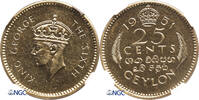 Ceylon (Sri Lanka) 25 Cents George VI -
