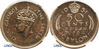 Ceylon (Sri Lanka) 50 Cents George VI -