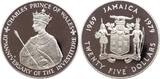 JAMAIKA 25 Dollars CHARLES Prince of Wales 1979 PP im Original-Etui+Zerti. 136 g