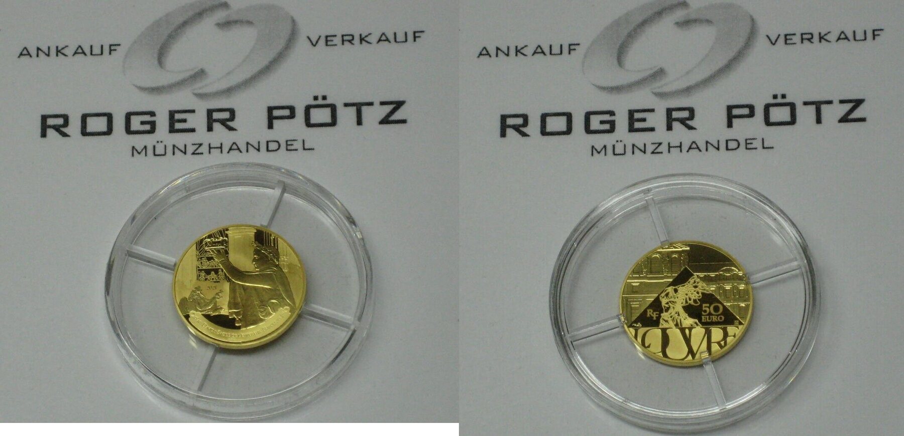 FRANKREICH 50 Euro 2021 Gold Krönung Napoleons Louvre polierte Platte PP MA Shops