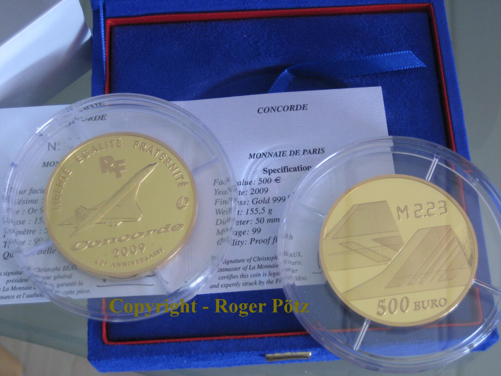 Frankreich 500 Euro 5 Unzen 2009 Gold Concorde Sternserie nur 90 Ex PP ( polierte Platte ) MA