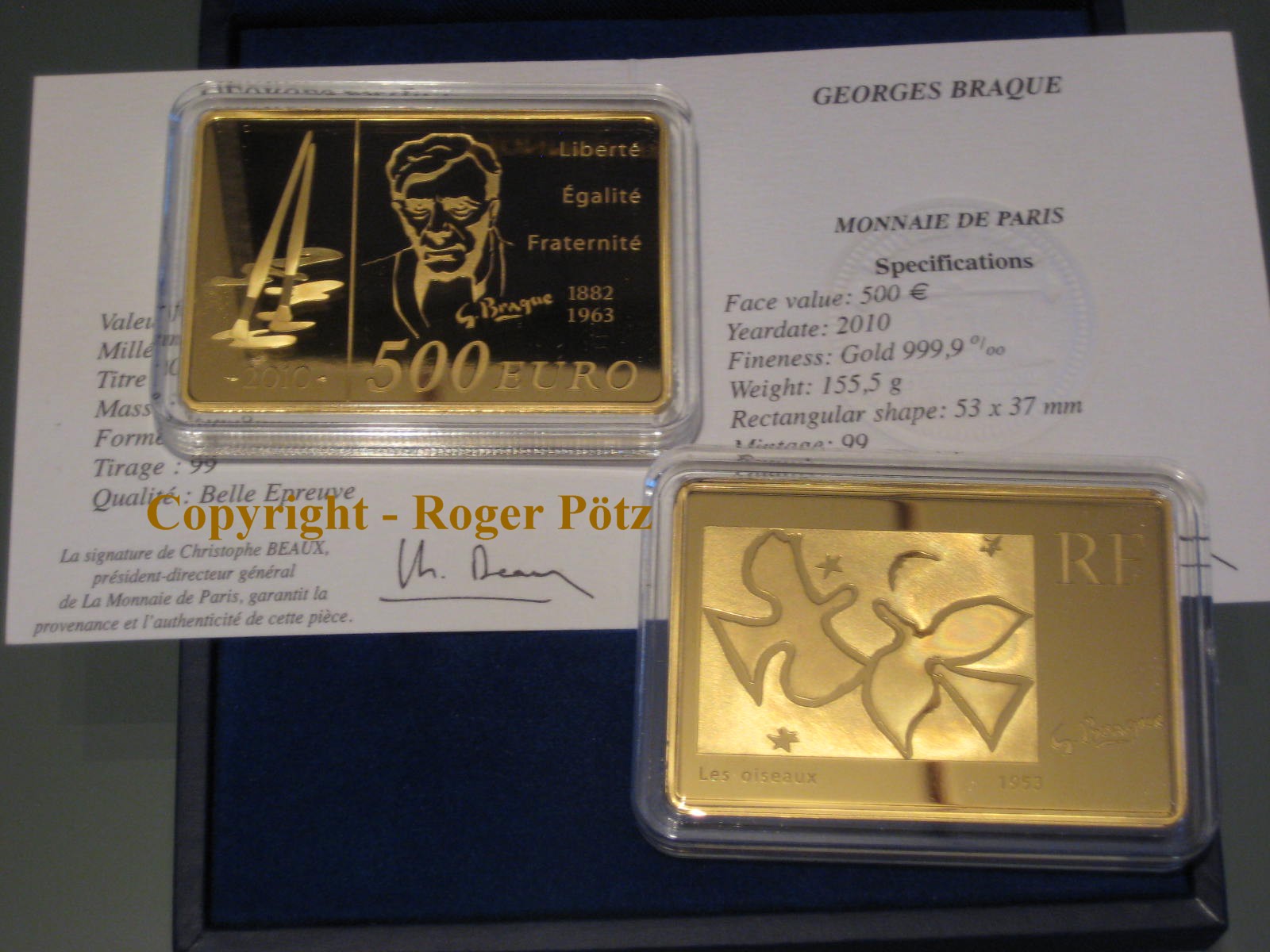 Frankreich 500 Euro 2010 5 Unzen Fein Gold Braque Malerserie nur 50 Ex. Auflage PP
